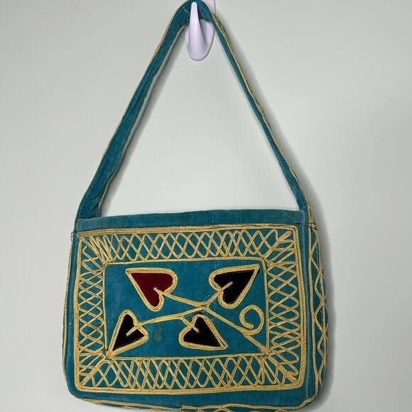 Embroidered Floral Cotton Shoulder Bag - Picture 1 of 12